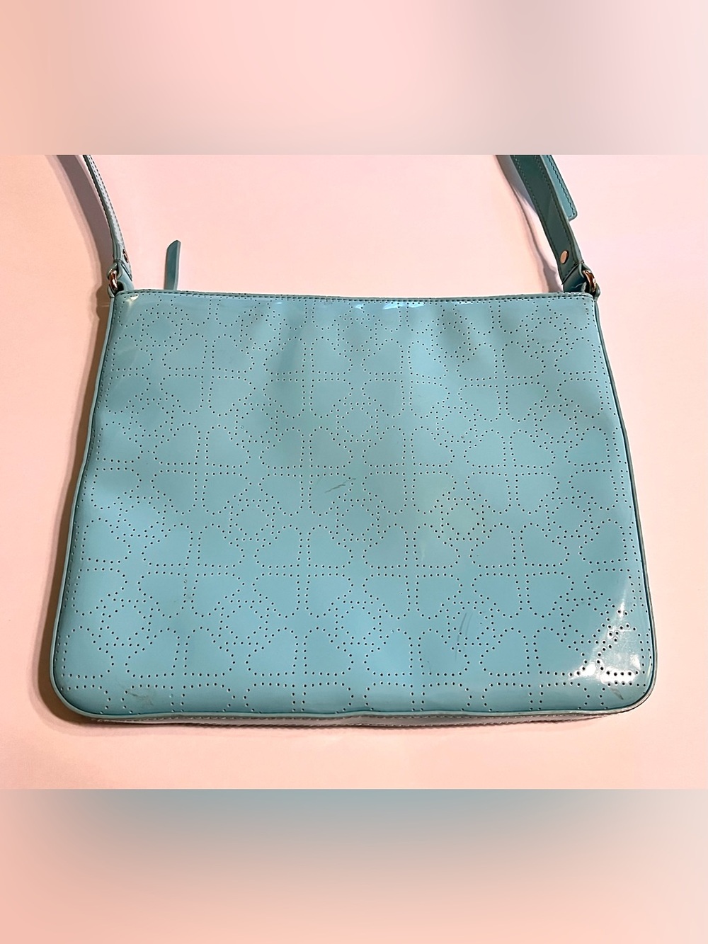 KATE SPADE ♠️ Metro Darby Teal Patent-Leather Crossbody Bag: 9.5”H x 11.5”W; 1”D